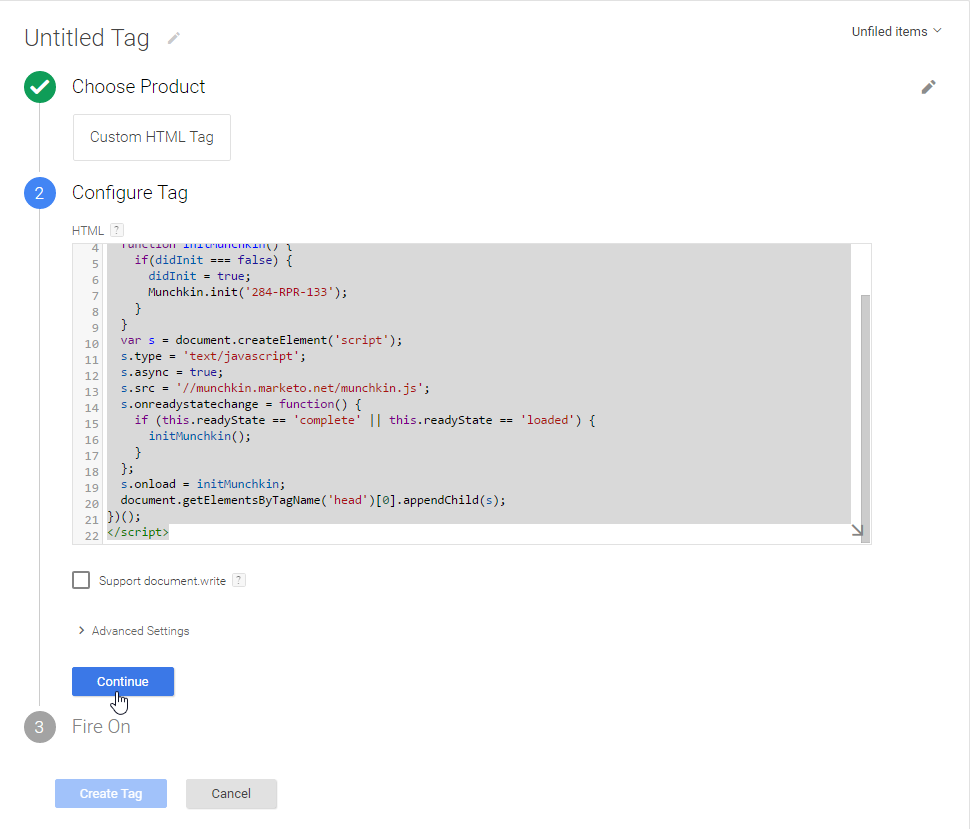 google tag man continue png Marketo Developers